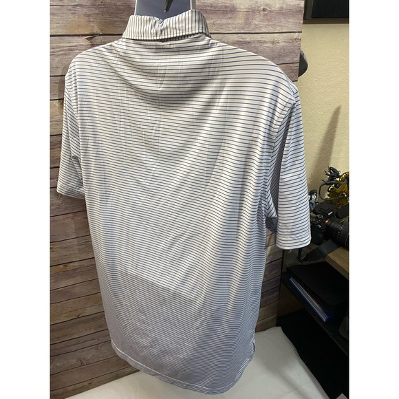 Peter Millar Summer Comfort Performance Golf Shirt Mens M Blue Stripes - Picture 9 of 10